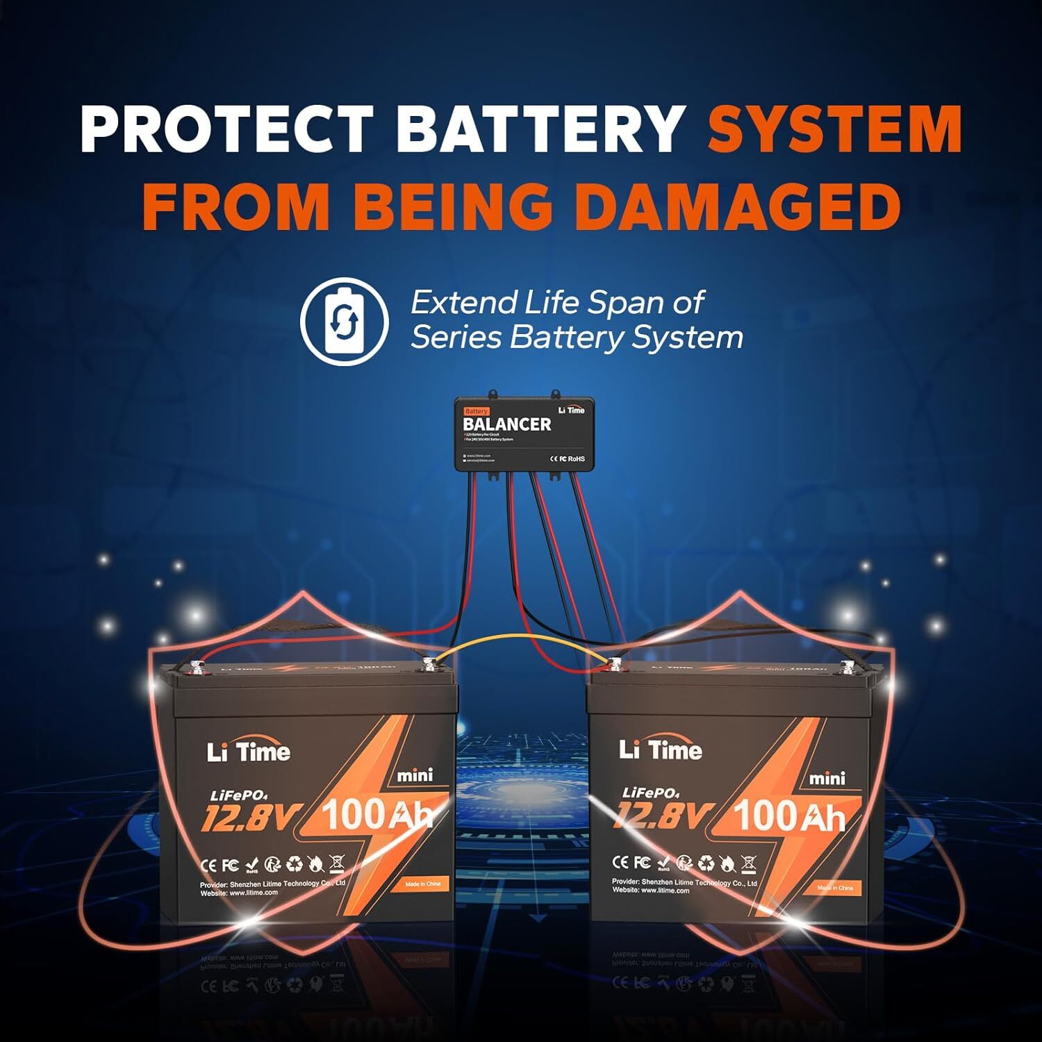 Litime 48V Battery Balancer Equalizer for AGM Gel Lithium LiFePO4 Battery Bank