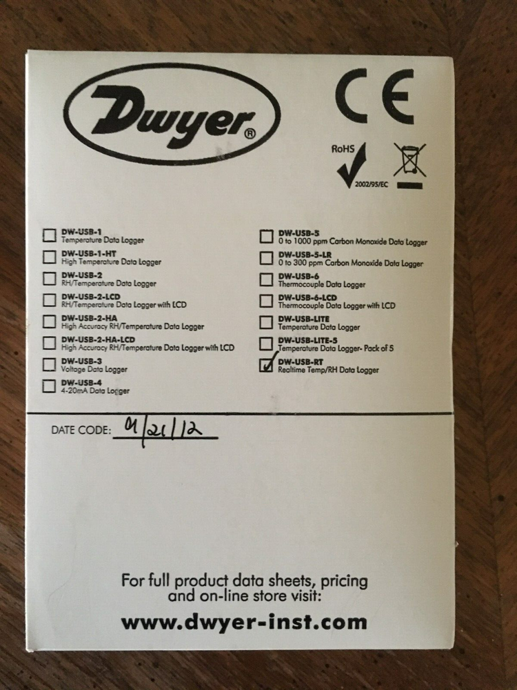 Dwyer DW-USB-RT Real Time USB Data Logger Temp, humidity, dew point