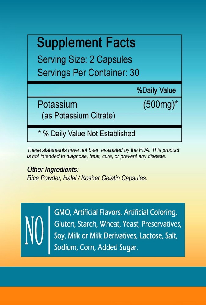 Potassium Citrate Capsules - 500mg Serving | Extra Strength