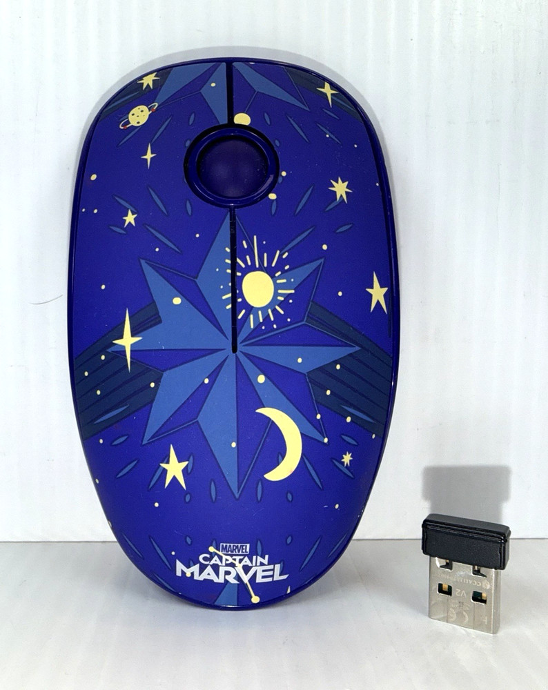 Marvel "Captain Marvel" Blue Wireless Computer Mouse - Works Perfect!