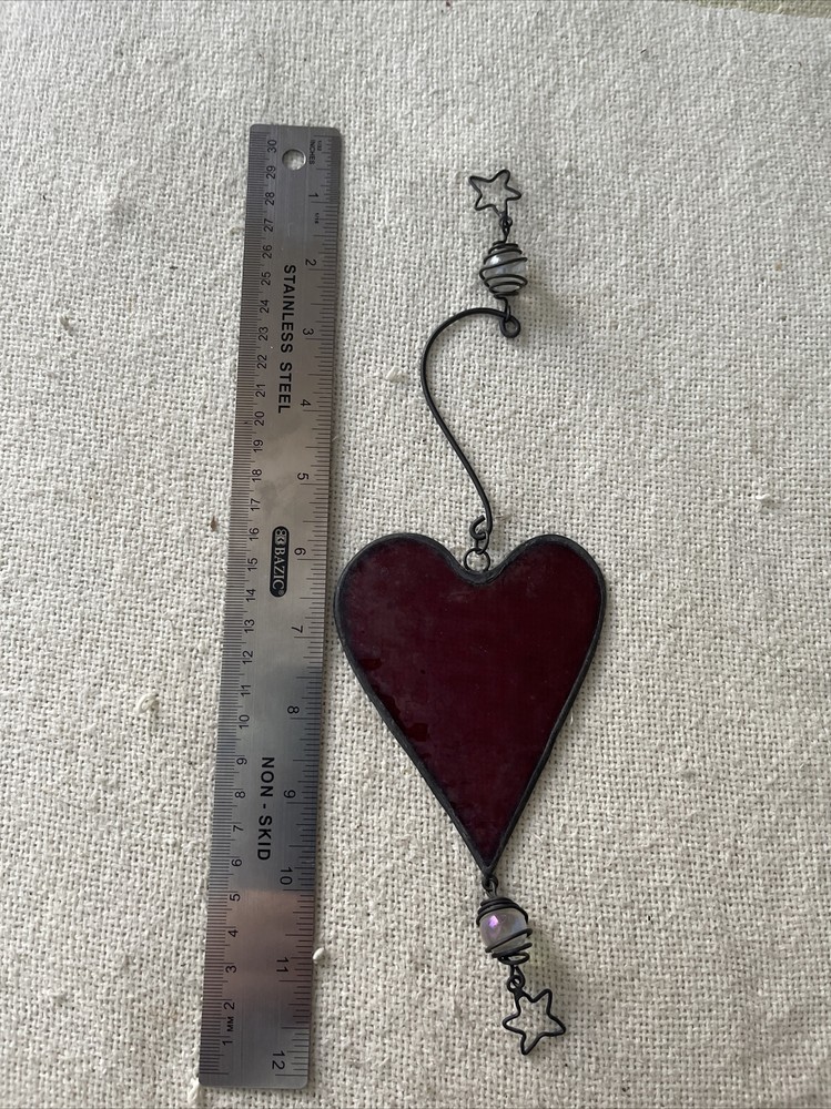 Hanging Decorative Red Glass Heart