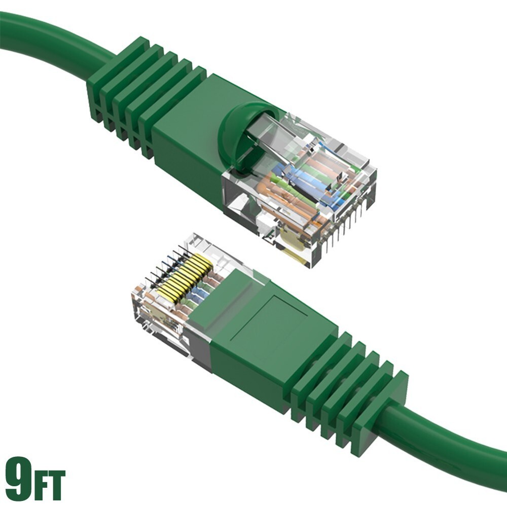 9FT Cat5E RJ45 Ethernet LAN Network UTP Snagless Patch Cable Pure Copper Green