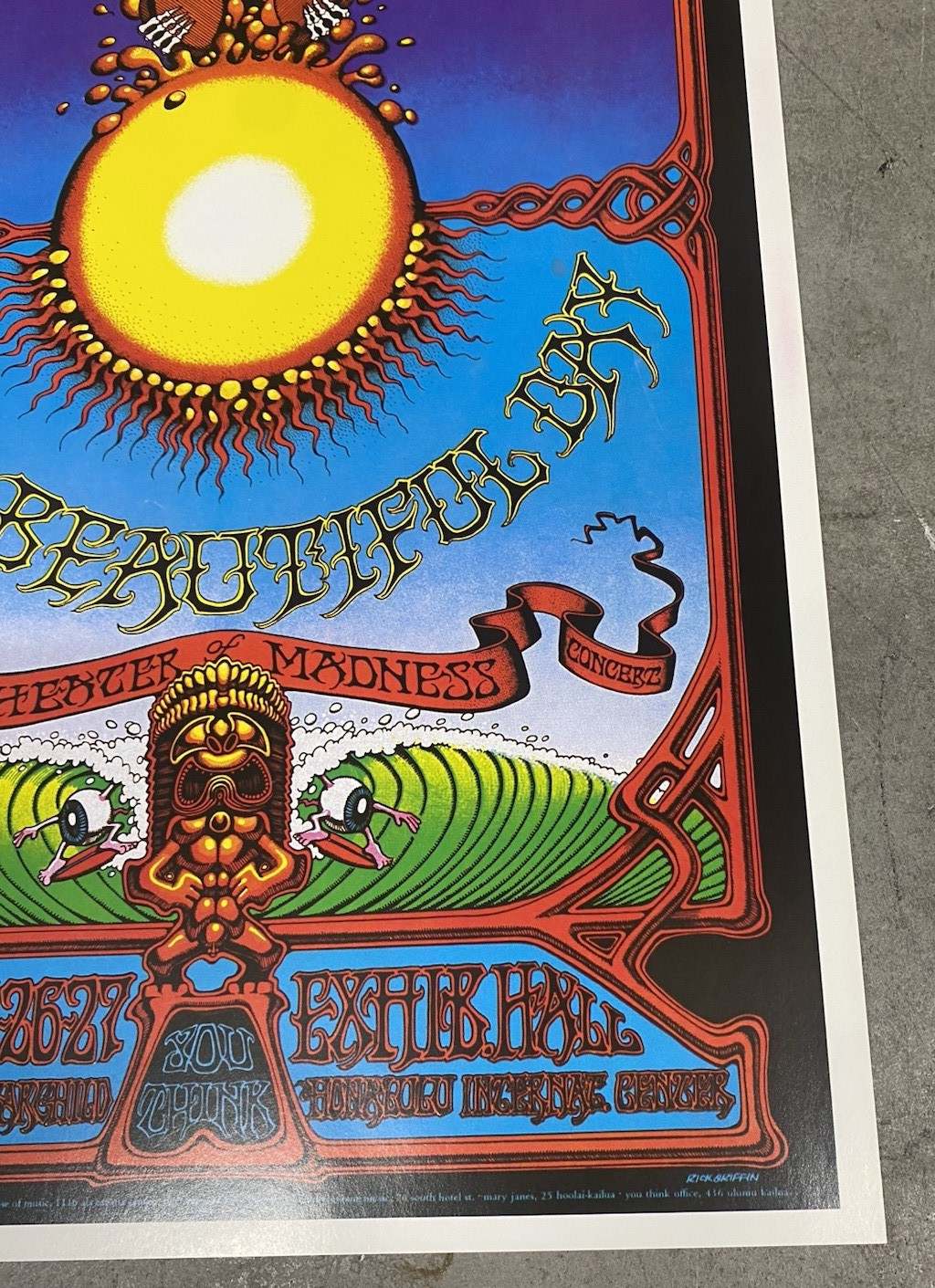 Vintage Grateful Dead Honolulu Hawaii Beautiful Day Concert Poster 2nd Printing