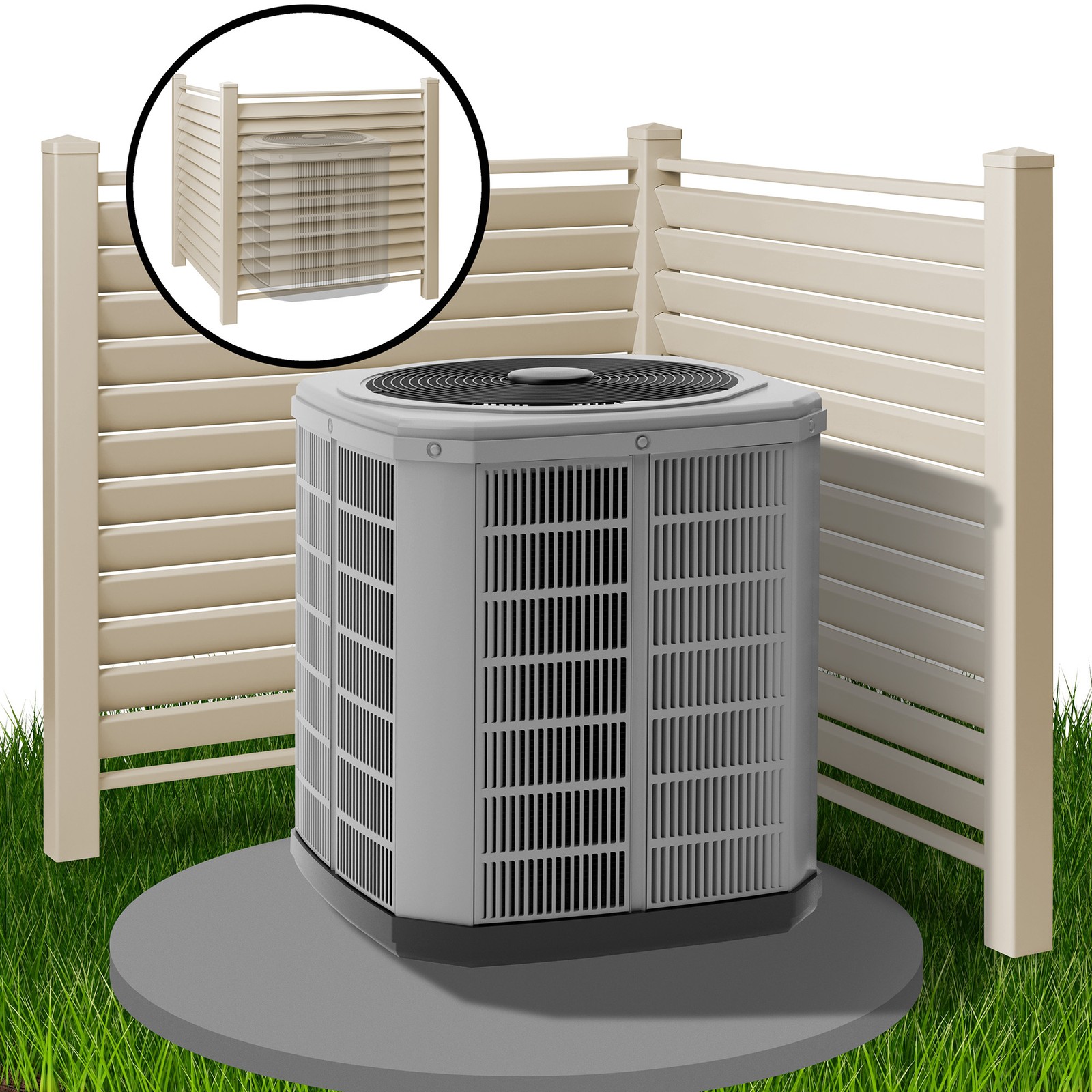 OPEN BOX - 48"x48" Louvered Privacy Screen Outdoor Fence for AC / Trash - Tan