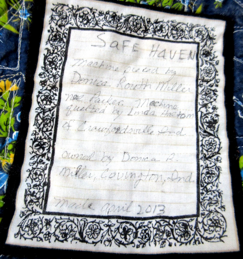 COMPLETED SAFE HAVEN Pieced Quilt 62 x 81" 2013