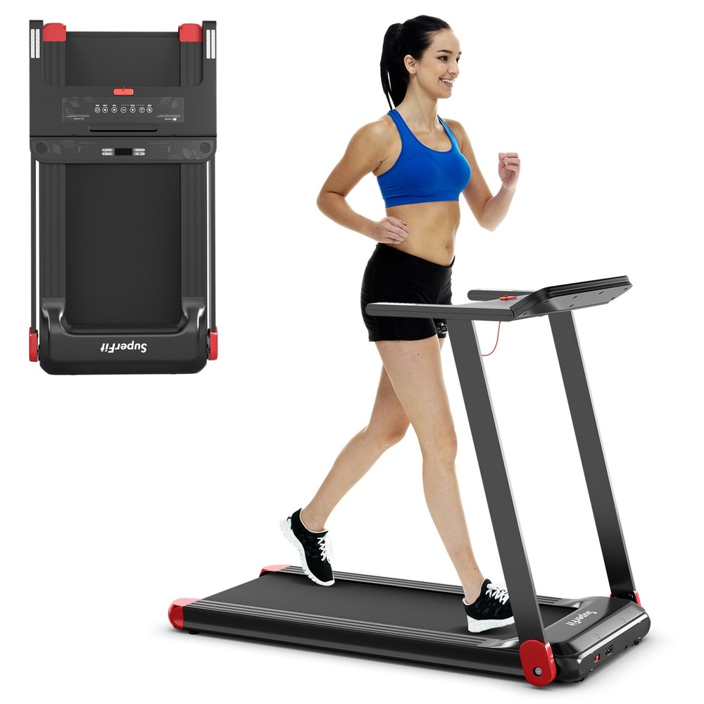 Folding Electric Treadmill Compact Walking Running Machine w/APP Control Speaker
