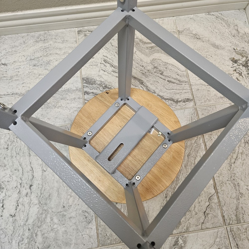 Science Lab Stool, Solid Wood Seat & Steel Frame Adjustable, Gray