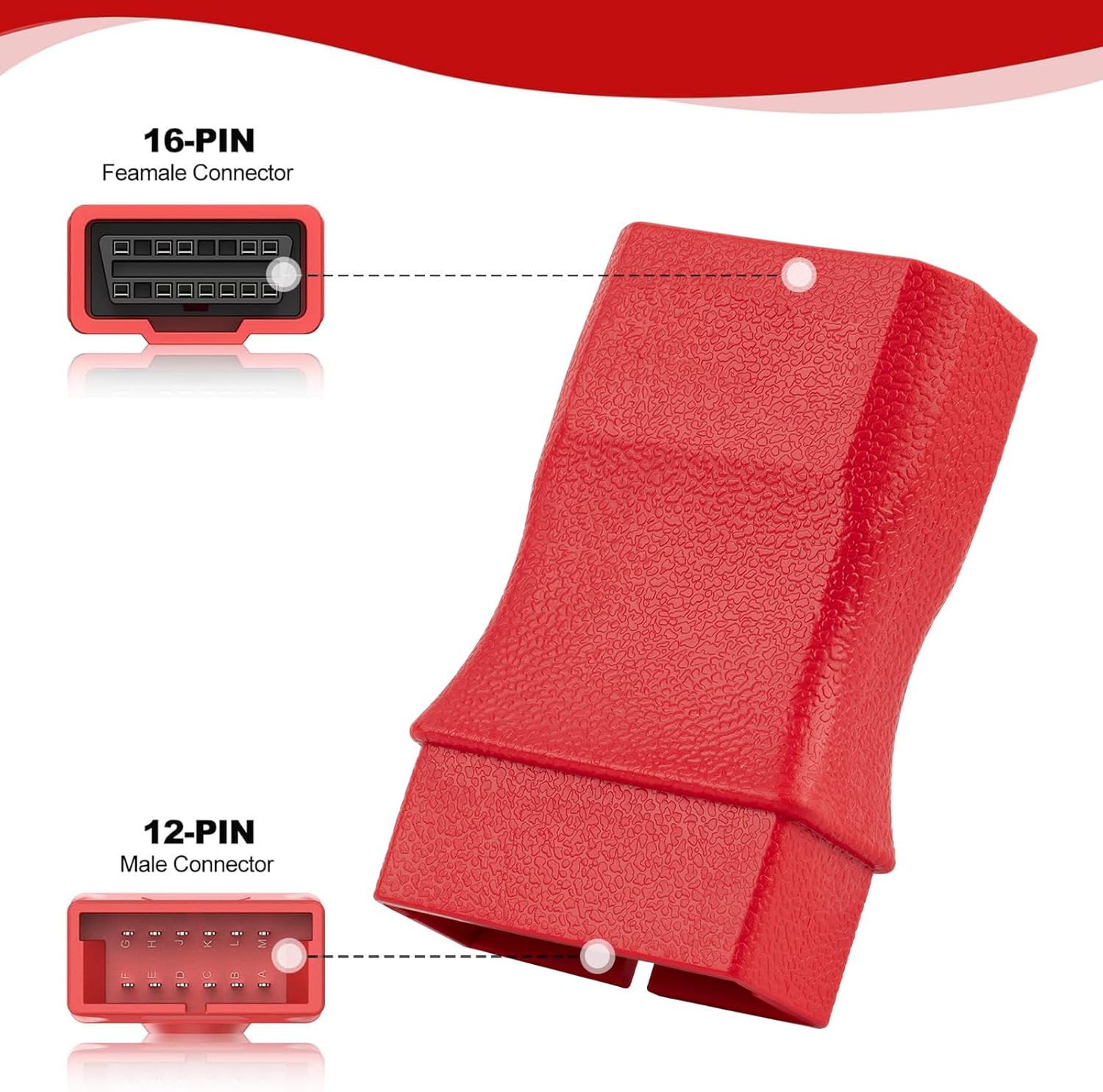 OBD2 to OBD1 Adapter Compatible with GM and Daewoo OBDI 12-Pin Male to OBDII 16-