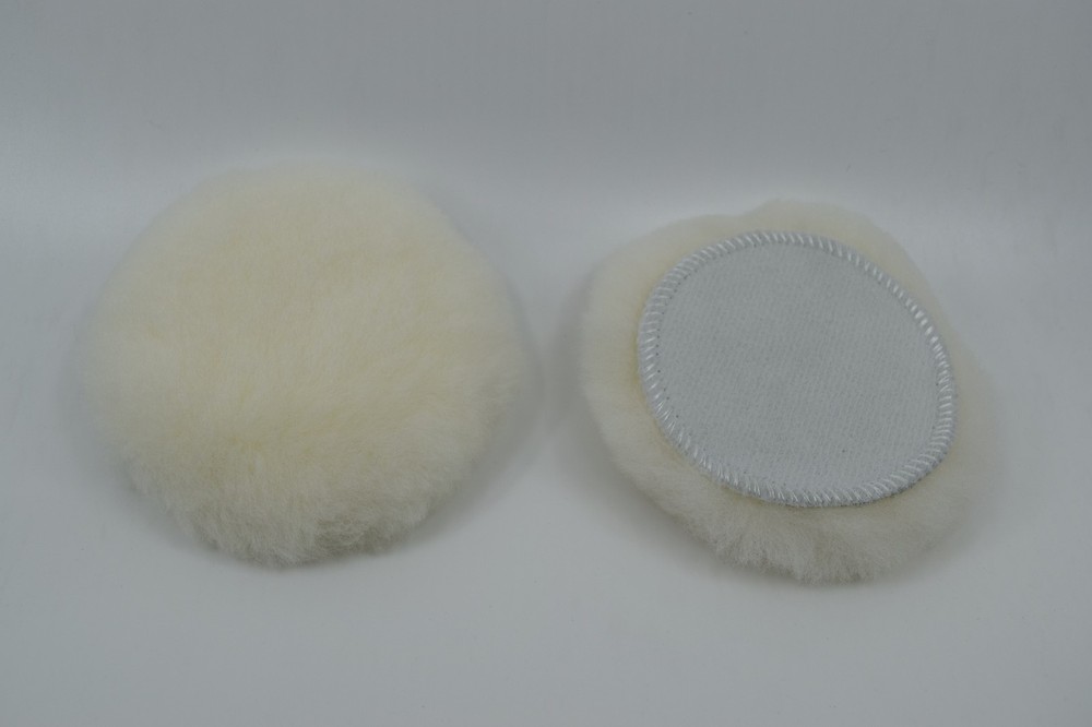 3" Hook& Loop WHITE 100% WOOL Mini Buffing Pad for HEAVY CUTTING - 2 pack