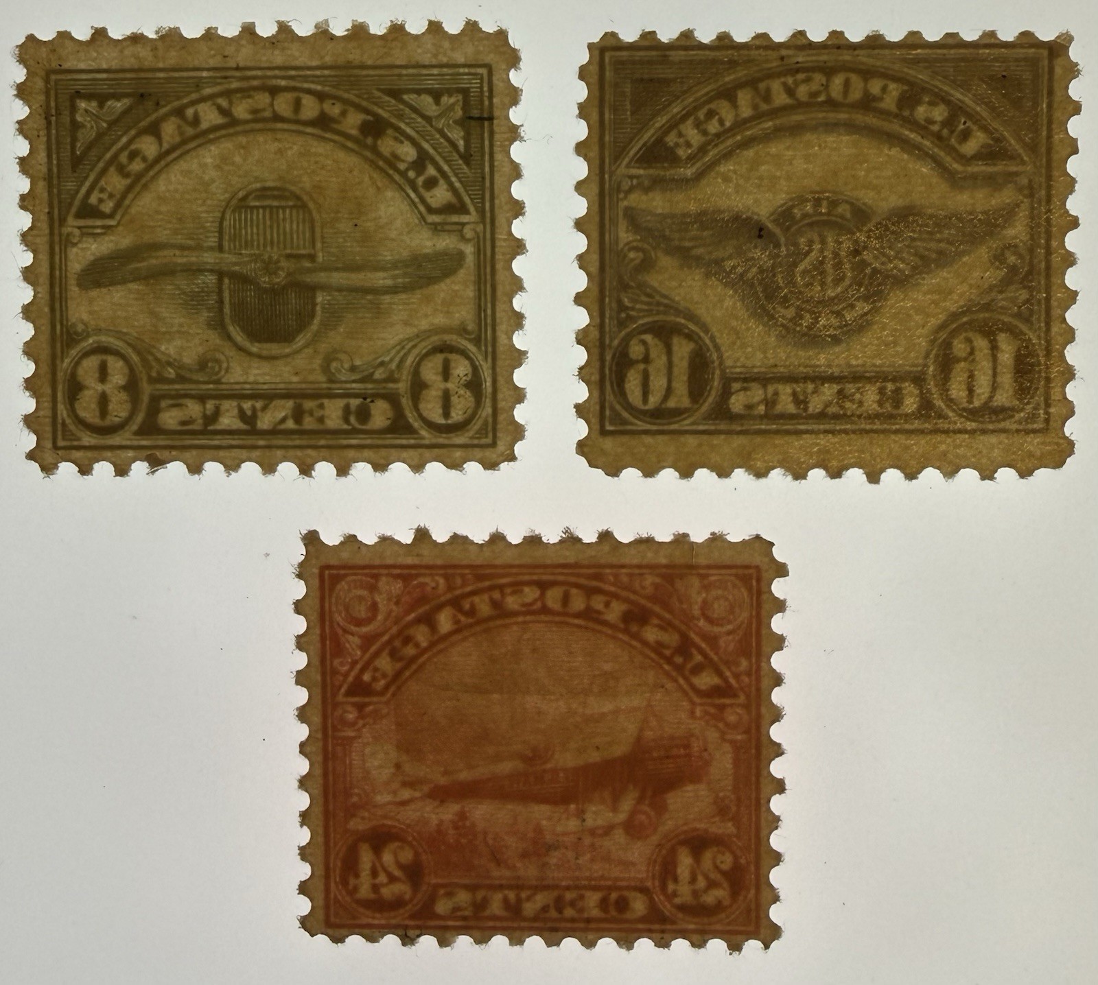 US #C4-6 1923 Second Issue Airmails 8c, 16c, 24c MH/fine (C5-crease);$142.50 SCV