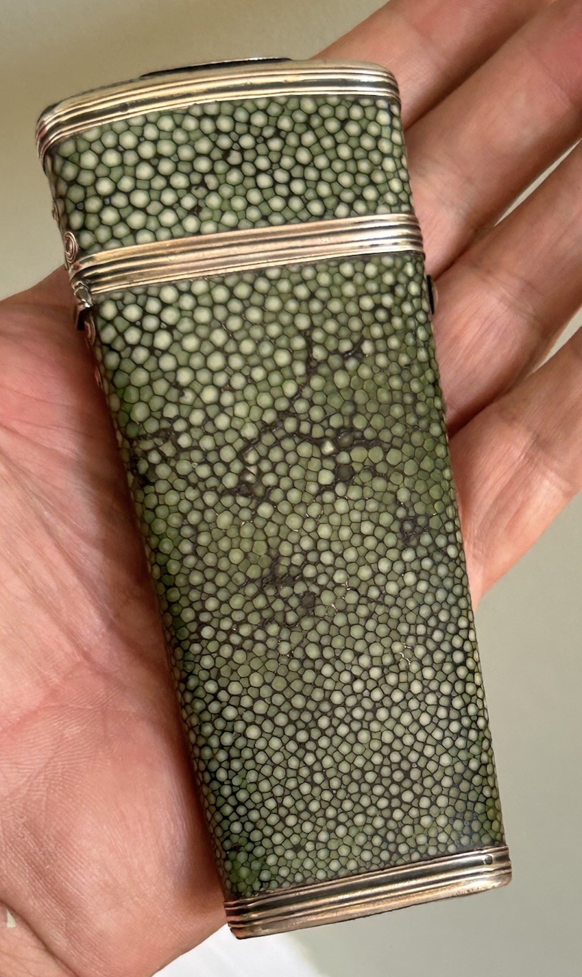Antique Georgian Green Shagreen & Silver Mounted Draughtsman’s Etui. Circa 1790.