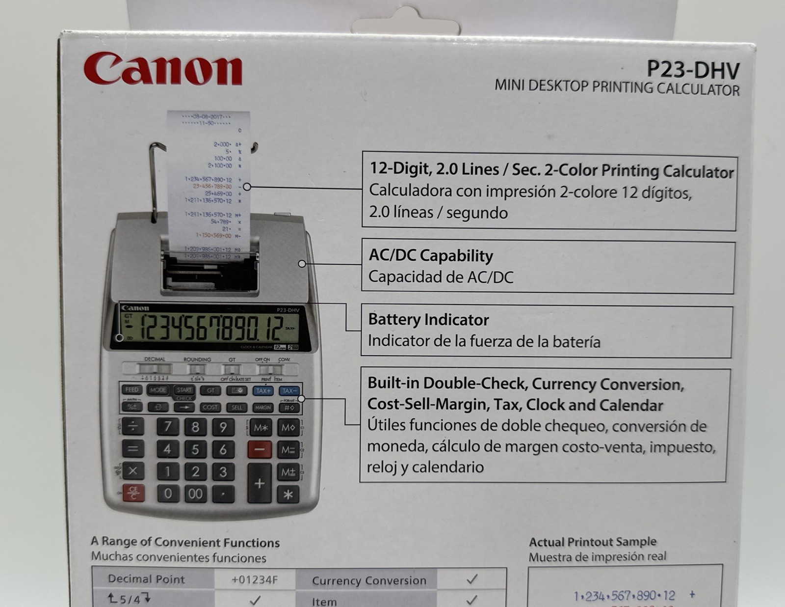 Canon P23-DHV Mini Desktop Printing Calculator ~ New