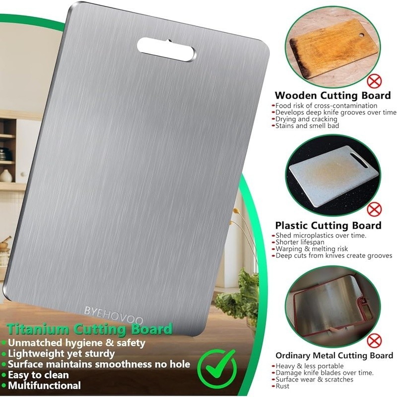Titanium Cutting Board Set 3PCS Double Sided Lightweight Easy Clean Kitchen Tool