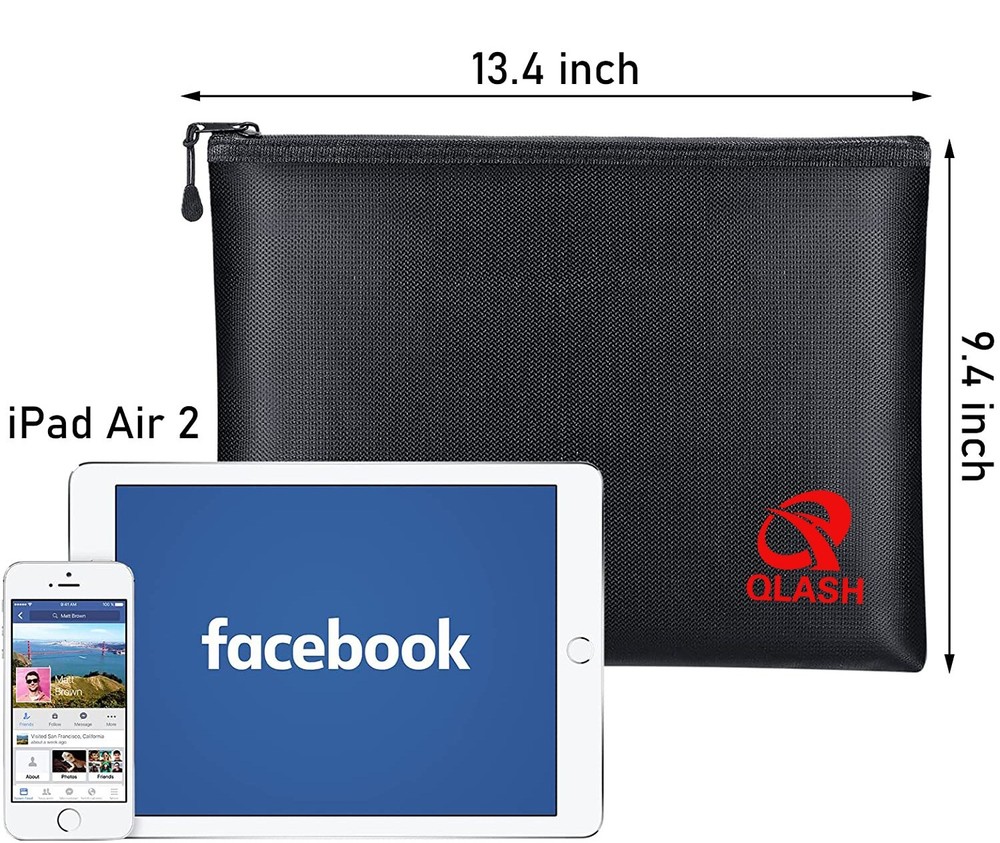 FireProof Document Bag 13.4x9.4 ,New Upgrade Extra Large Important File Holder