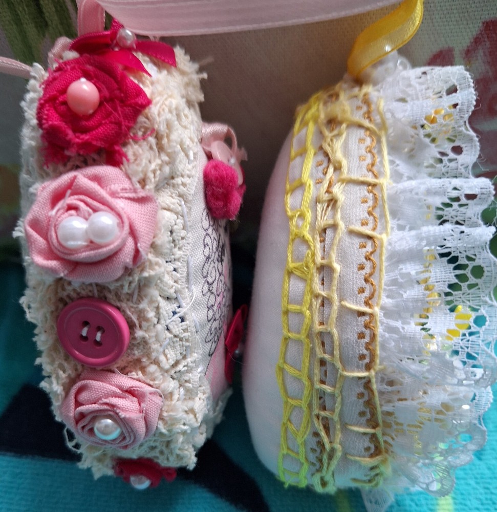 Shabby Chic Handmade Fabric Eggs, Easter Eggs, Egg Ornaments