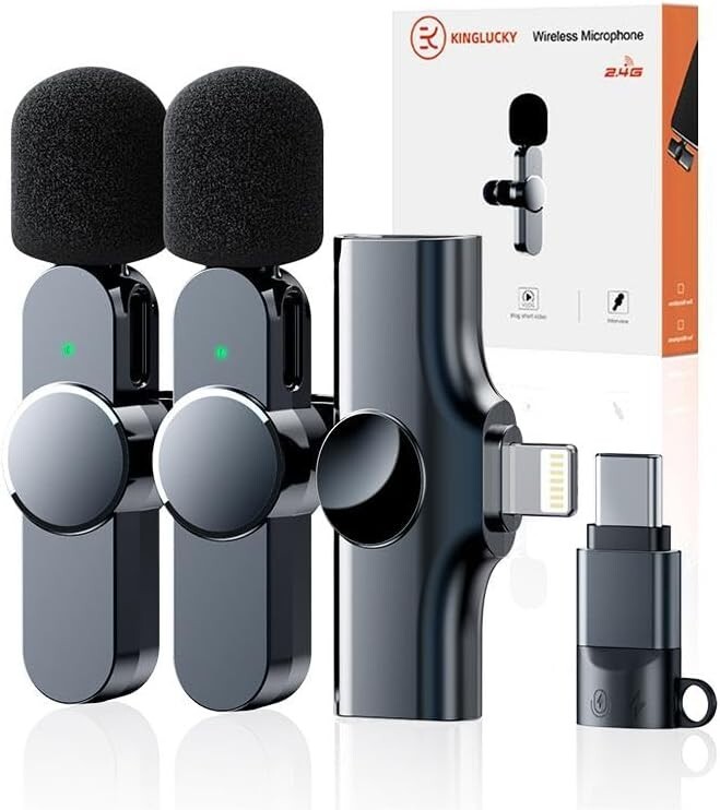 Mini Mic Pro Wireless Microphone for iPhone iPad Android Lavalier Microphone ...