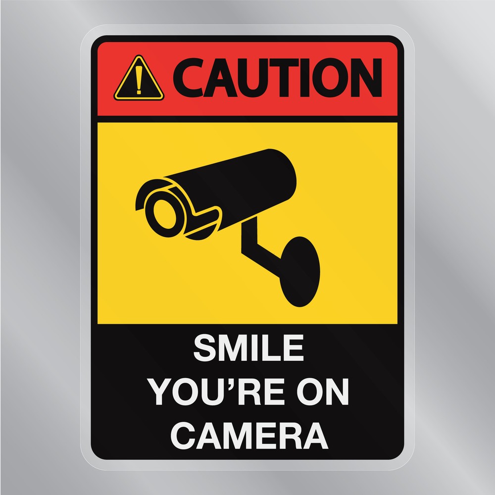 Caution Sign: Smile You're On Camera Large Security Front Static Cling