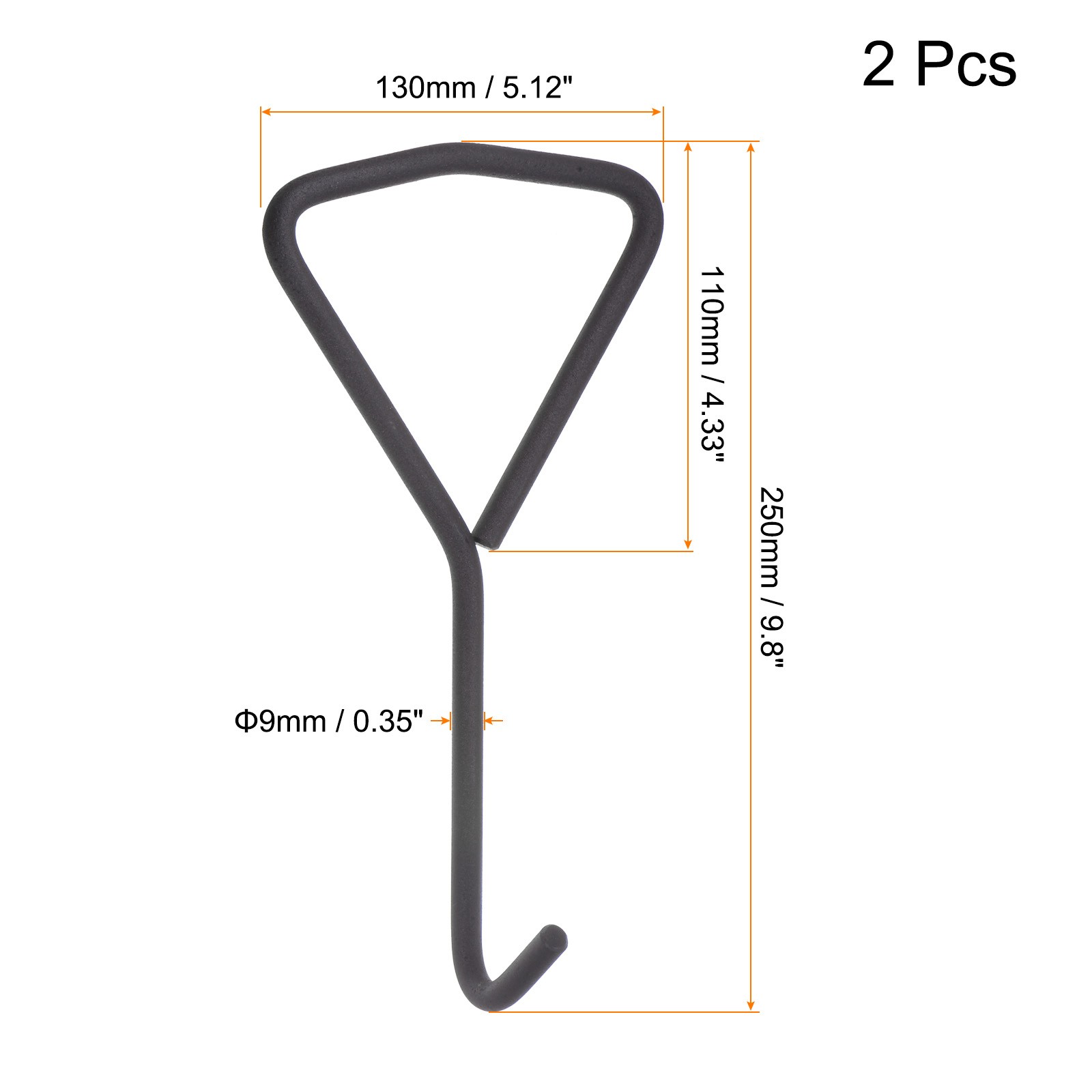 2pcs 9.8" Manhole Hook for Manhole Covers Storm Drain Cover Carbon Steel Black