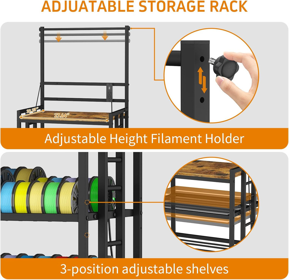 3D Printer Table with Filament Storage Printer Stand with Power Outlet,Heavy Dut