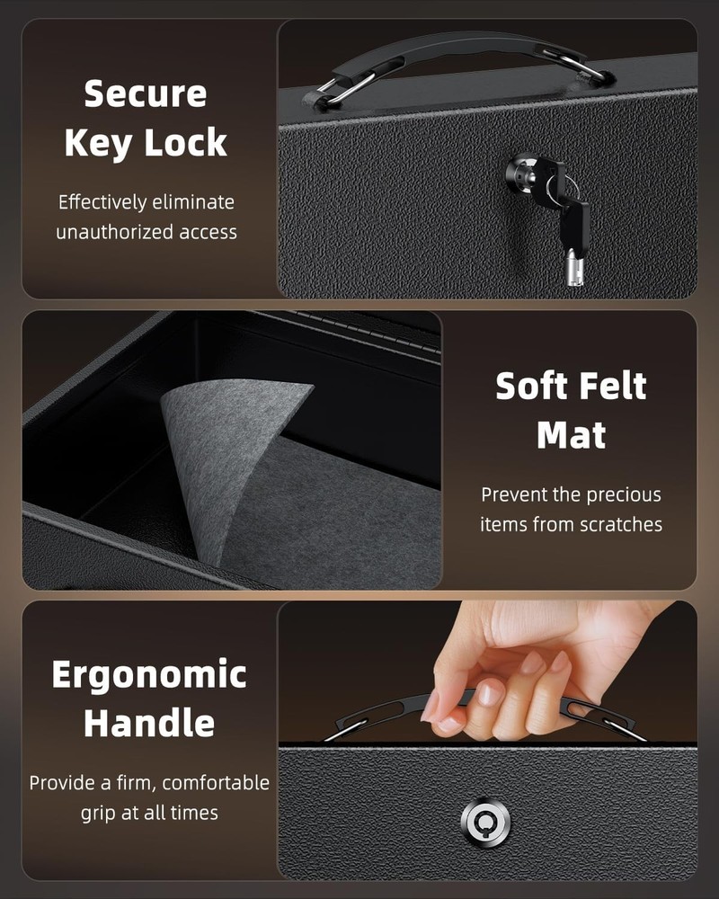 New Black fireproof and waterproof safe,folder and file box with key lock