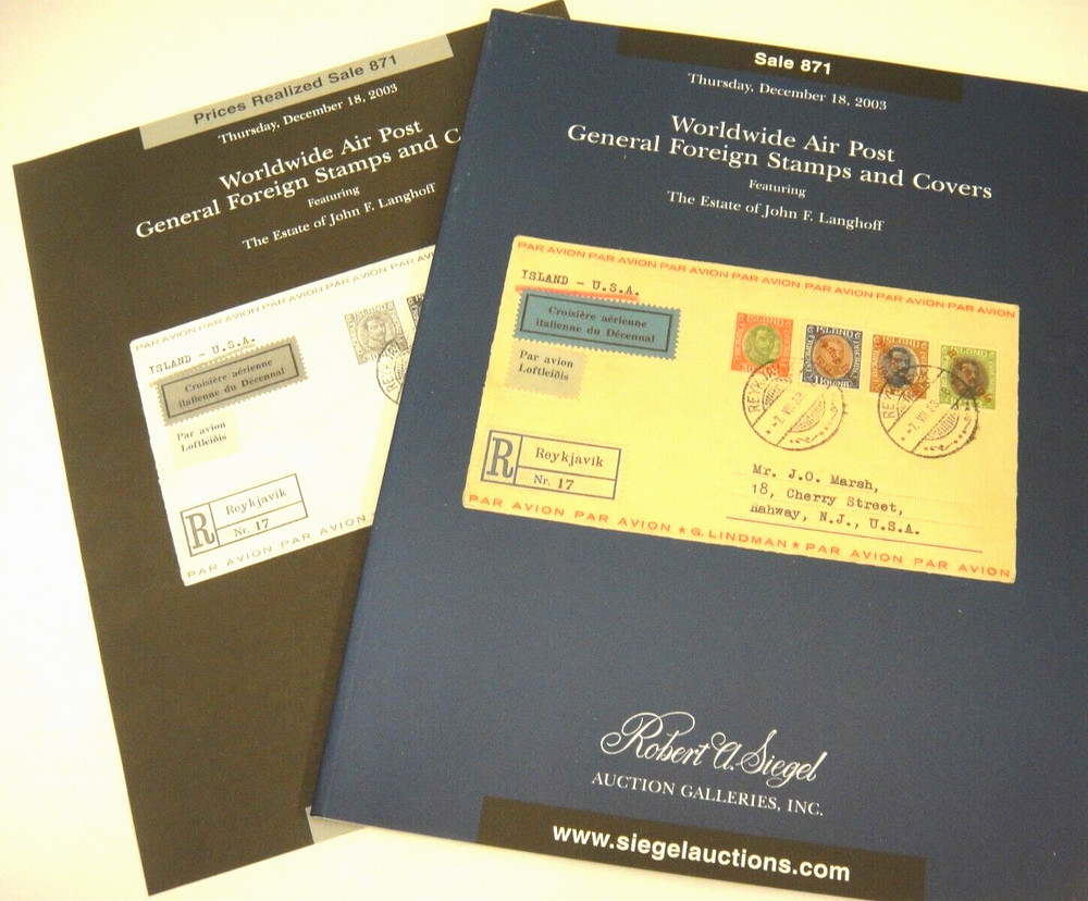 Siegel Auction Catalog w Prices Realized Worldwide Air Post Stamps & Covers 2003