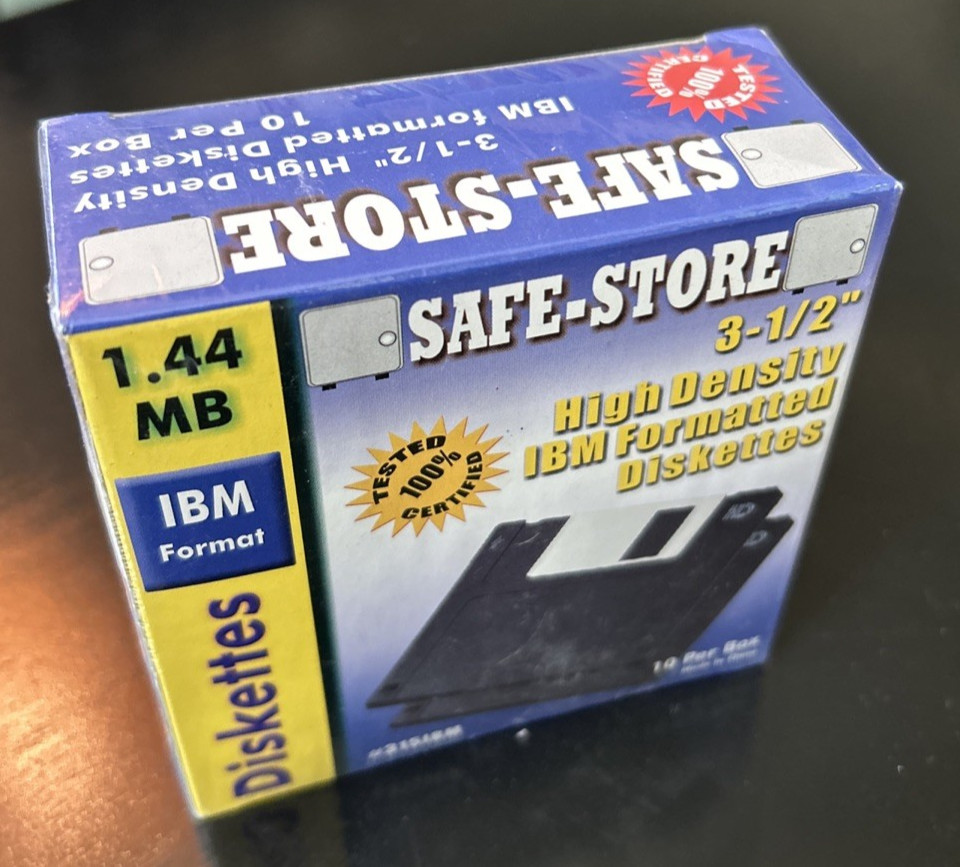 Safe-Store 3.5" High Density IBM Formatted Diskettes (1.44Mb)