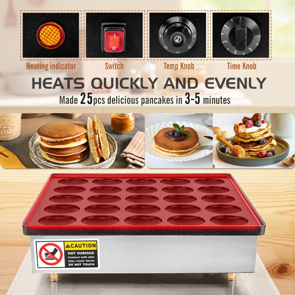 Mini Pancake Maker Machine, 25PCS Mini Dutch Pancake Baker Maker Commercial, ...