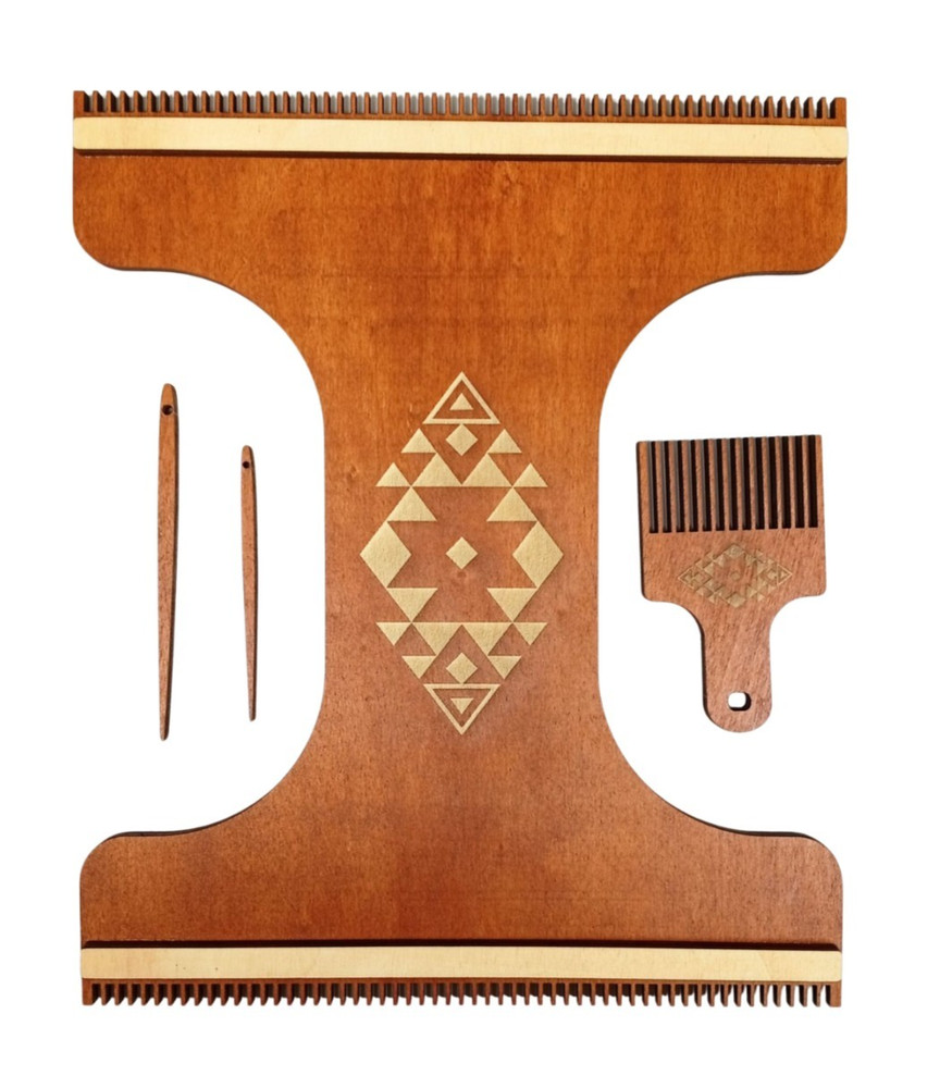 Small Wooden Frame Loom for Hand Weaving – Includes 2 Needles & Comb