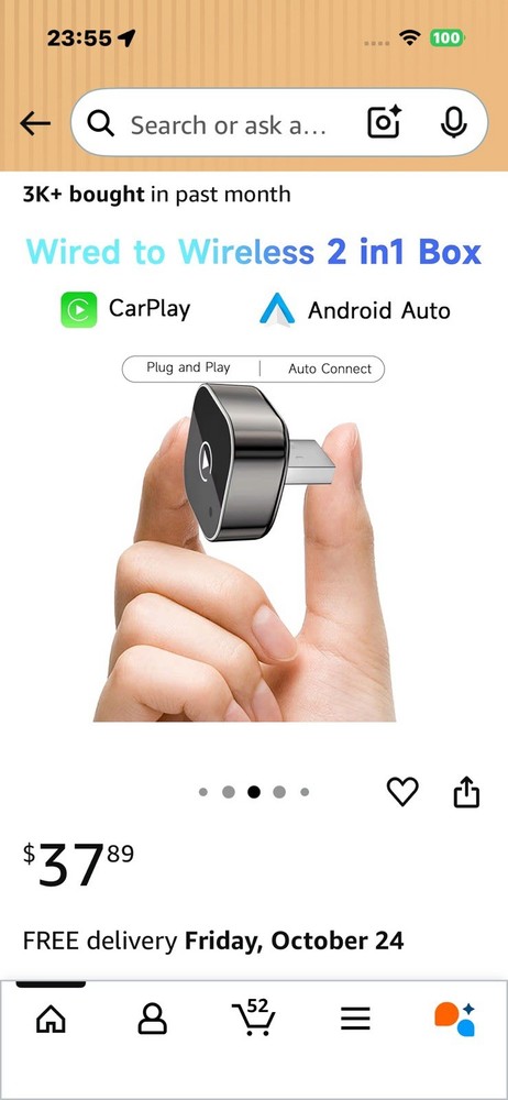2026 Wireless Apple CarPlay/Android Auto Adapter Plug and Play