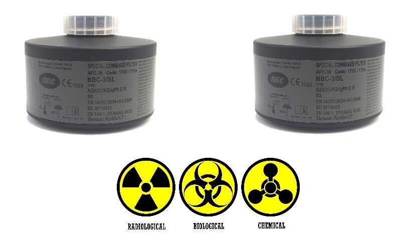 2 Units AVEC NBC-3/SL Gas Mask Filter NATO RD40