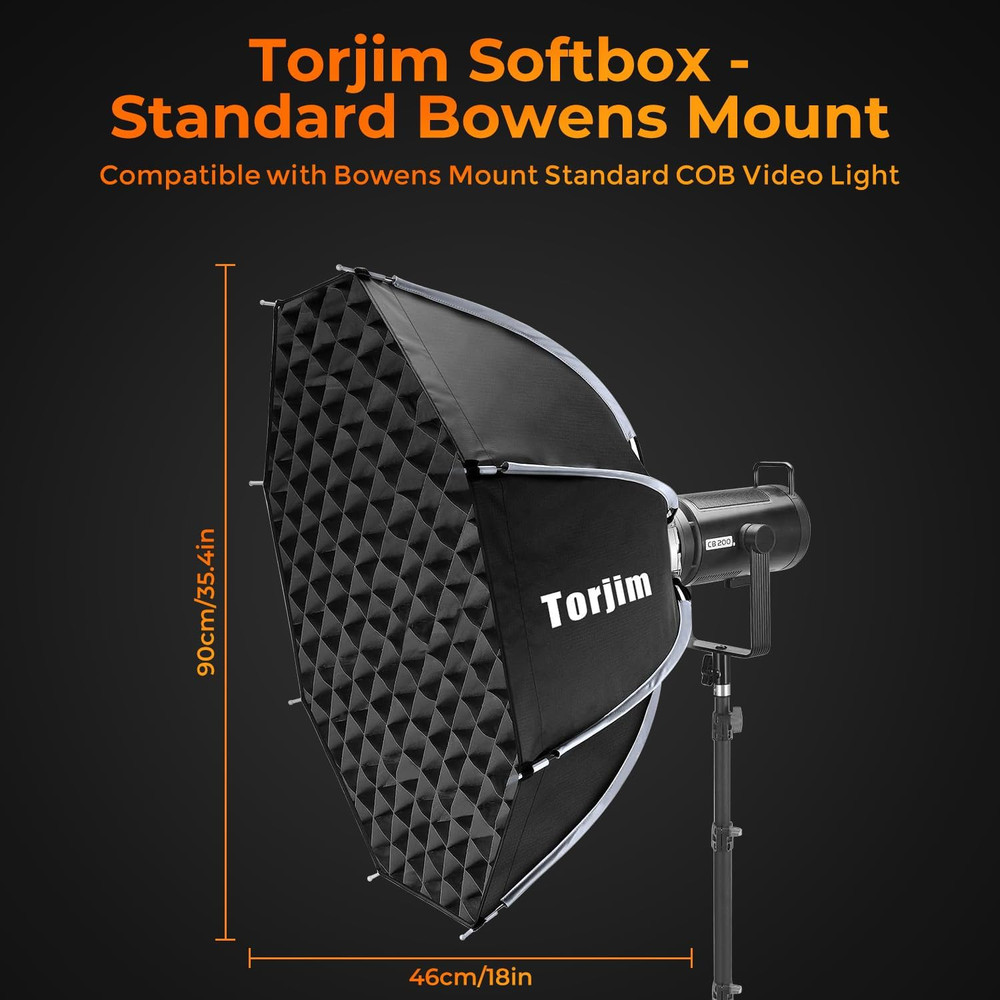 35.4"/90Cm Octagonal Softbox with Quick Release Bowens Mount, Portable & Collaps