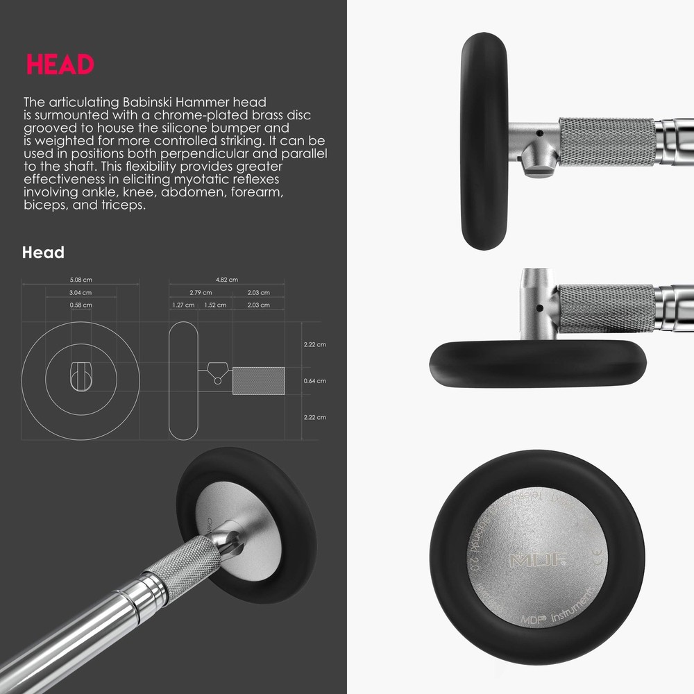 MDF Instruments, Babinski Telescoping 2.0® Neurological Reflex Hammer with Bu...