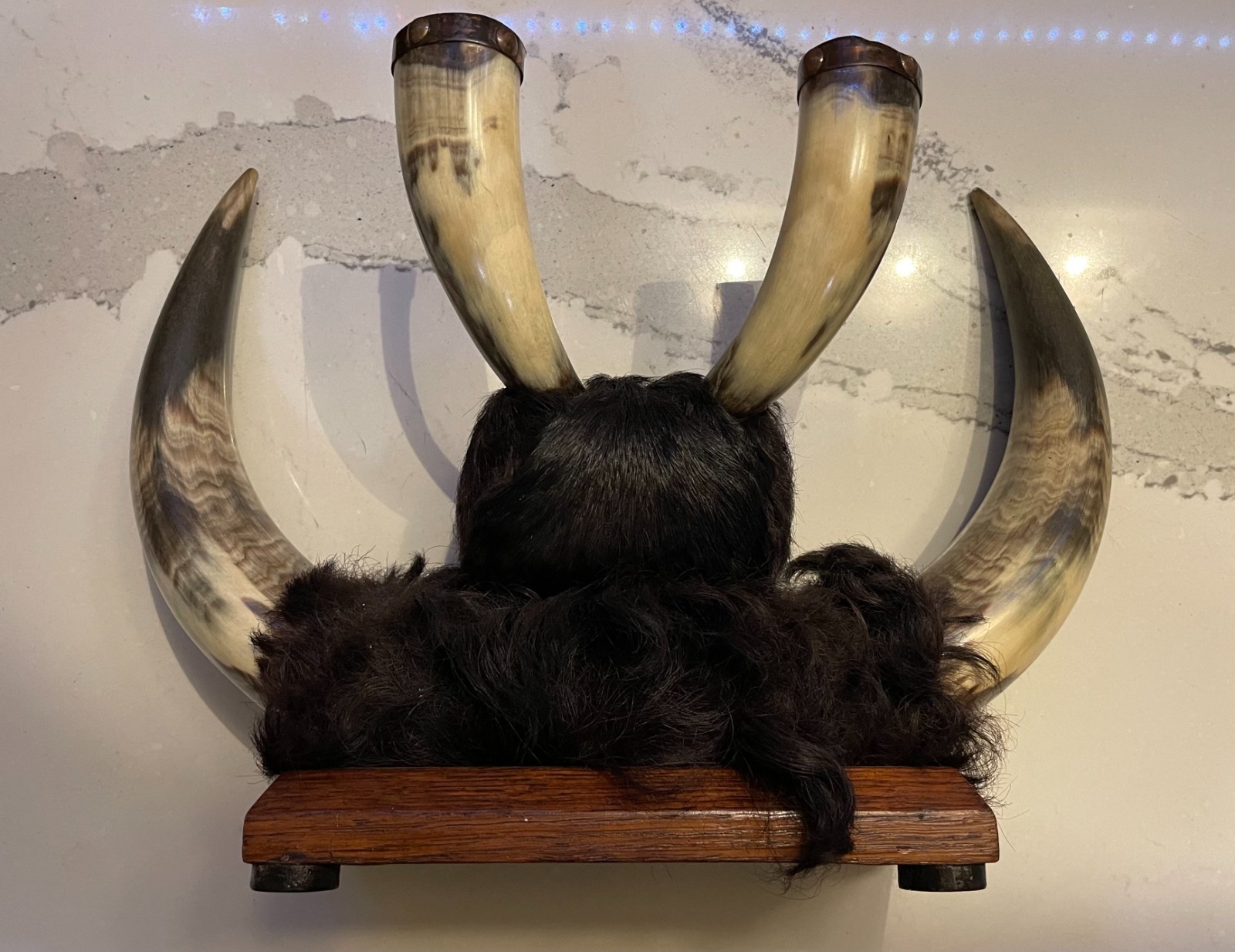 Antique Crow Native American Indian Split Buffalo Horn Bonnet early 19th Century