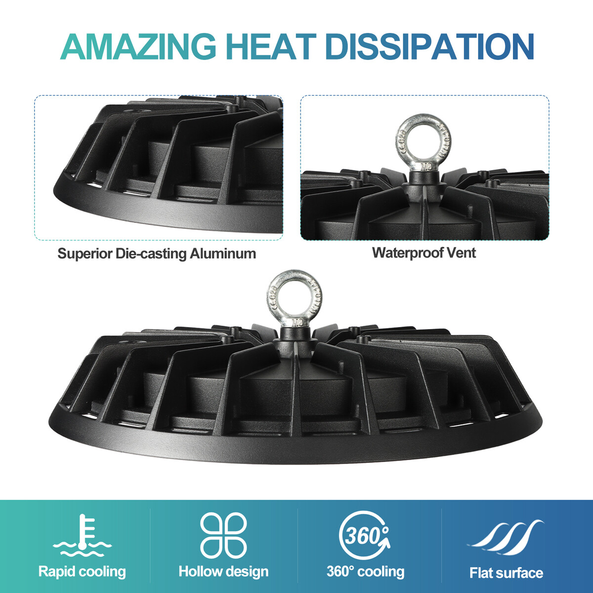 4 Pack 200W UFO Led High Bay Light Commercial Industrial Factory Light 90-277V