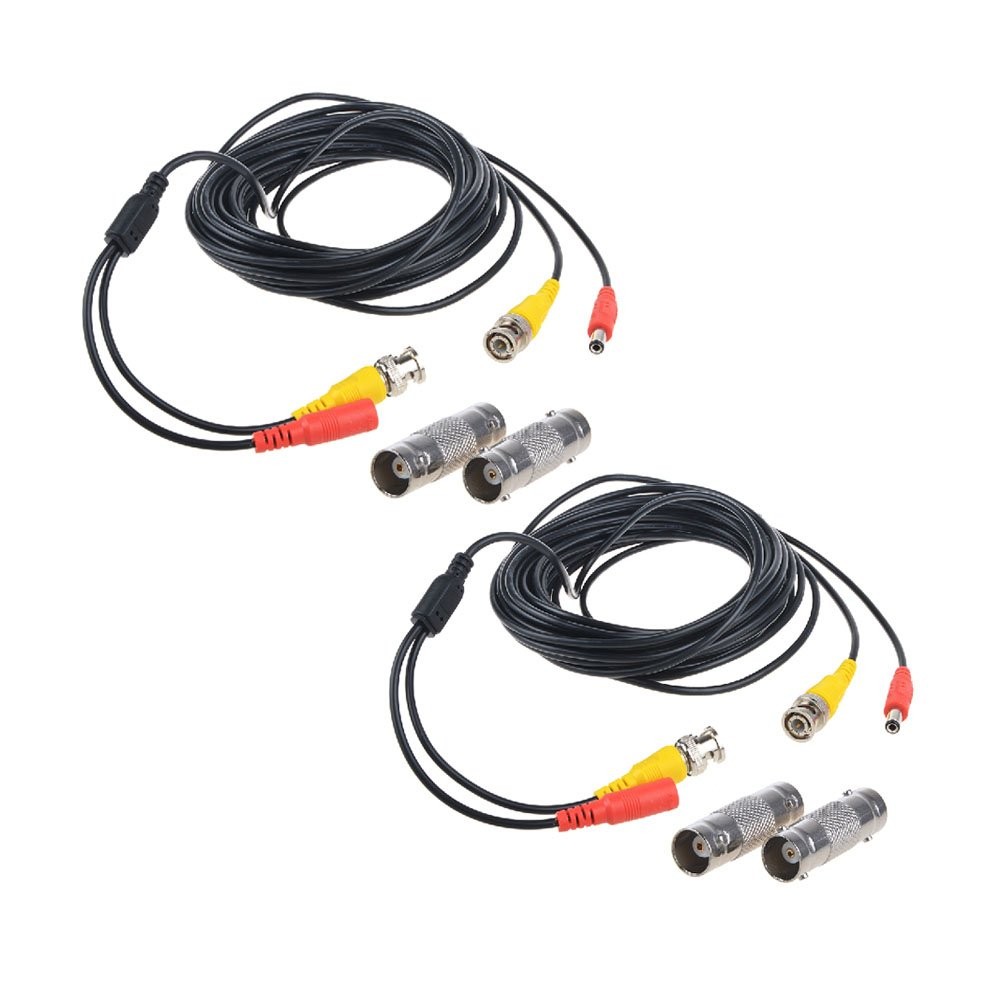 2-Pack 25ft HD Video Power Security Camera Cables Pre-Made All-in-One Extensi...
