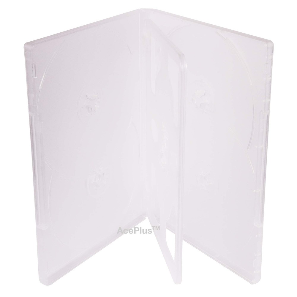 AcePlus 10-Pack Clear Multi-6 DVD Cases - 14mm Standard Thickness,