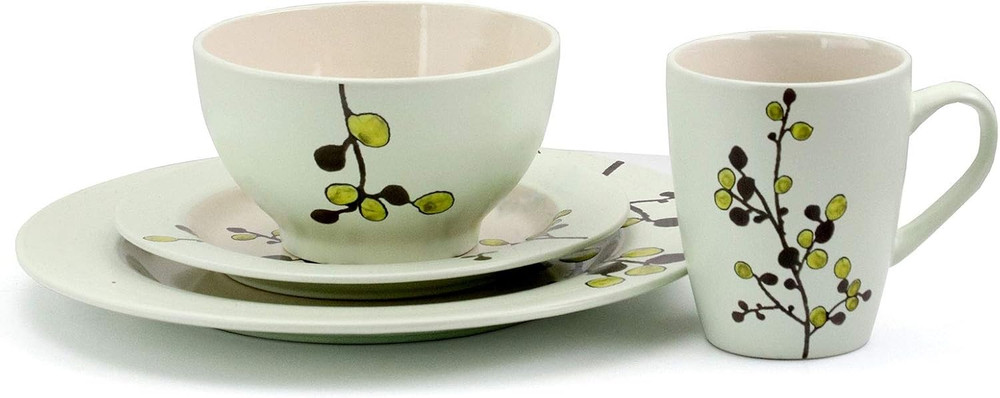 RETROBLOOM Retro Bloom 16 Piece Luxurious Stoneware Dinnerware with Complete Set
