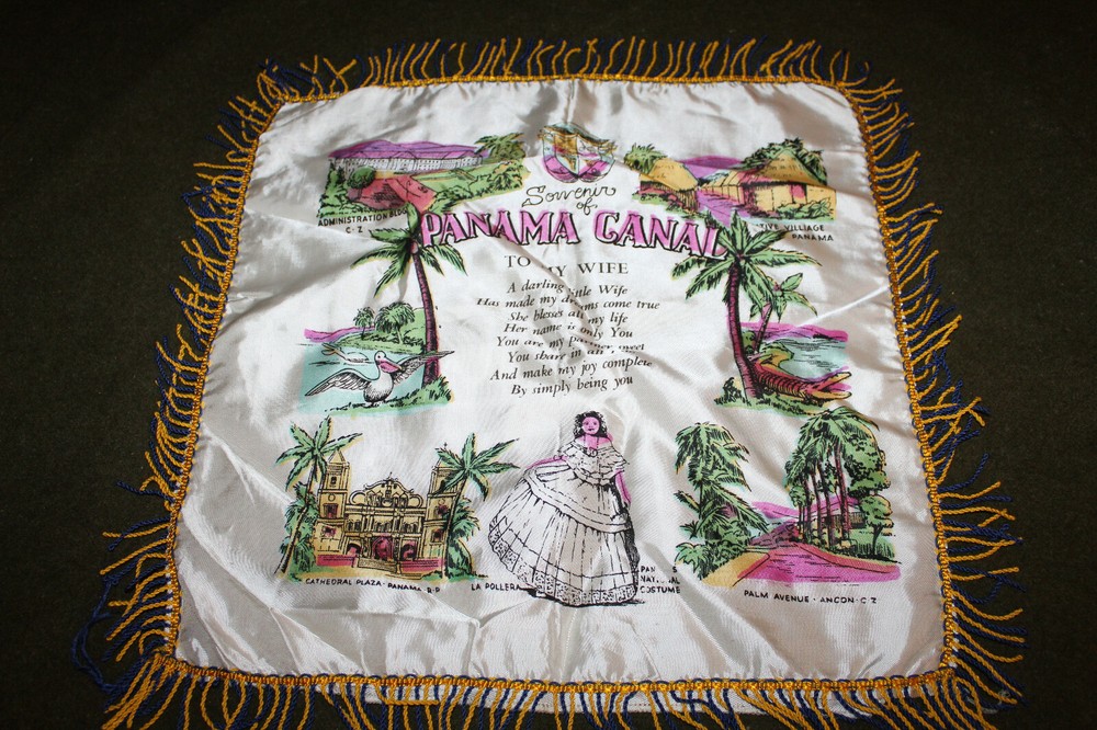 Original WW2 Panama Canal "To My Wife" Pillow Cover from U.S. Serviceman, VG