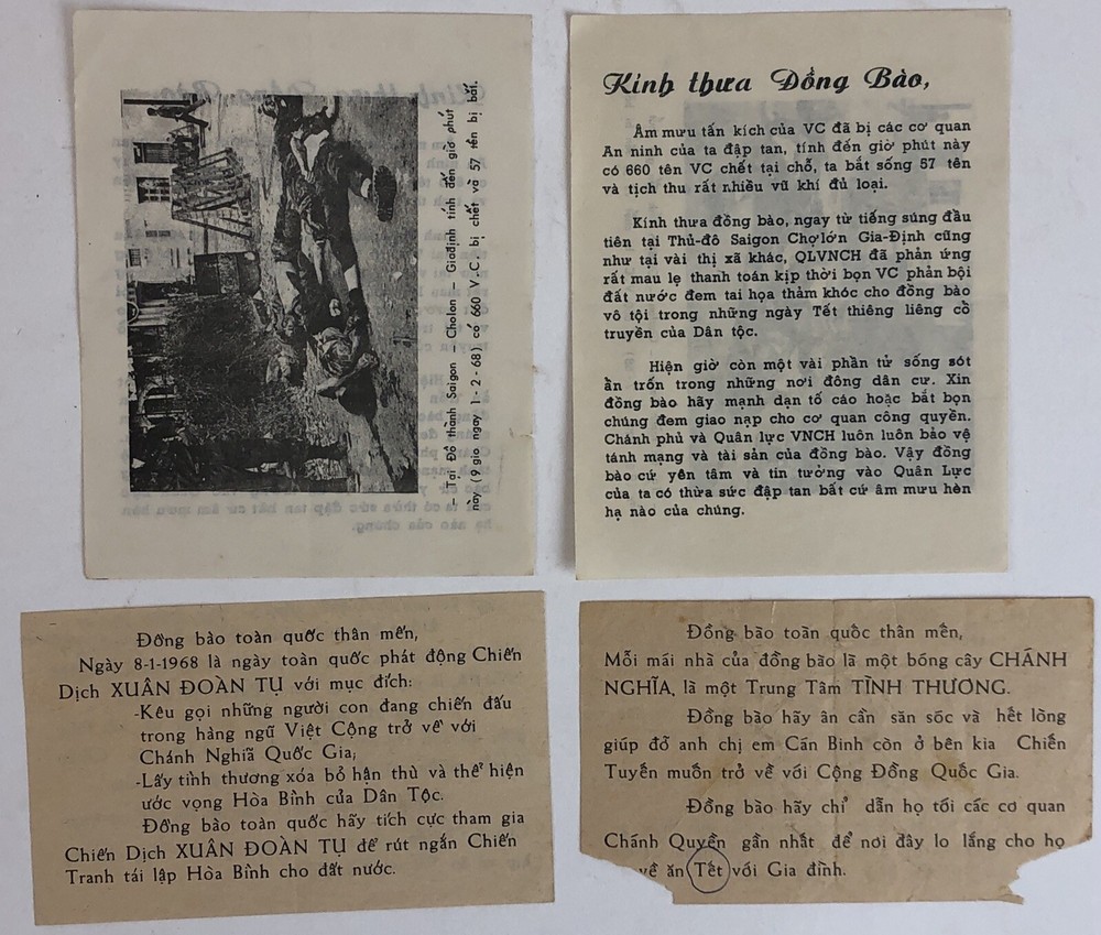 AUTHENTIC VIETNAM PROPAGANDA LEAFLETS 1968 SAIGON TET OFFENSIVE