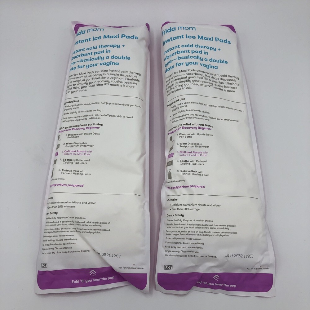 2 Frida Mom Instant Ice Cold Therapy Absorbent Maxi Pads