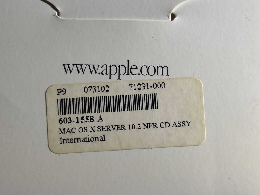 Apple Mac OS X Server 10.2 Jaguar NFR Complete, Mac OS 9 Netboot, WebObjects 5.1