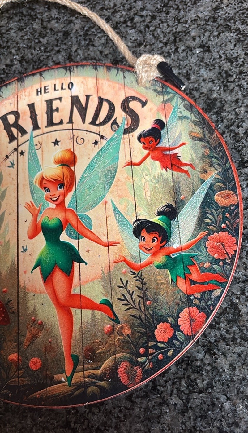 Disney Tinker Bell and Friends Hello Friends Wood Sign