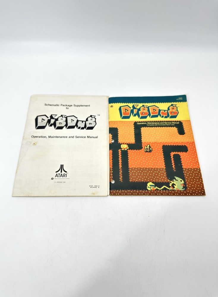 Dig Dug Arcade Manual Supplement & Bulletin Atari 1982 Schematic DIRTY