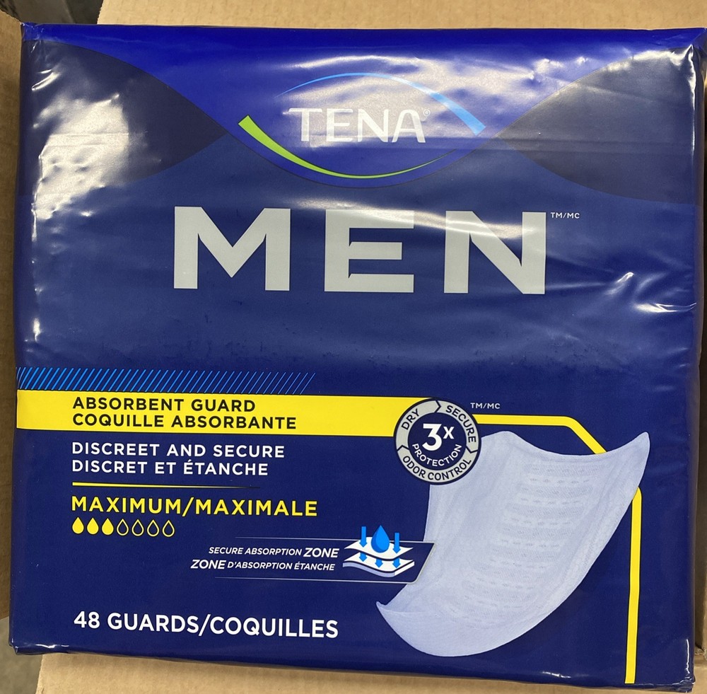 TENA Incontinence Guards for Men, Maximum Absorbency - 144 Count (3 X 48)