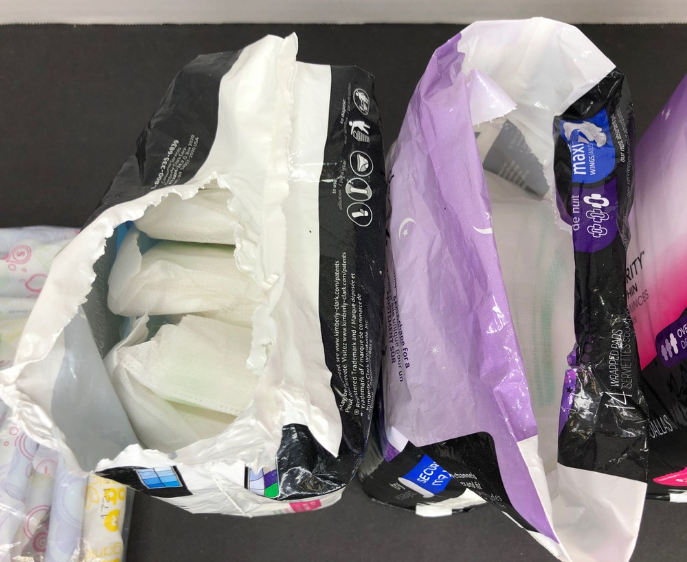 Lot Kotex Pads 66 Regular Security Overnight Tampons 39 Assorted Open Packaging
