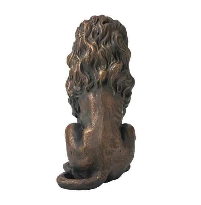 Guardian Lion 2 Set Garden Sculpture Yard Statue Bronze MgO Door Figurine Patio