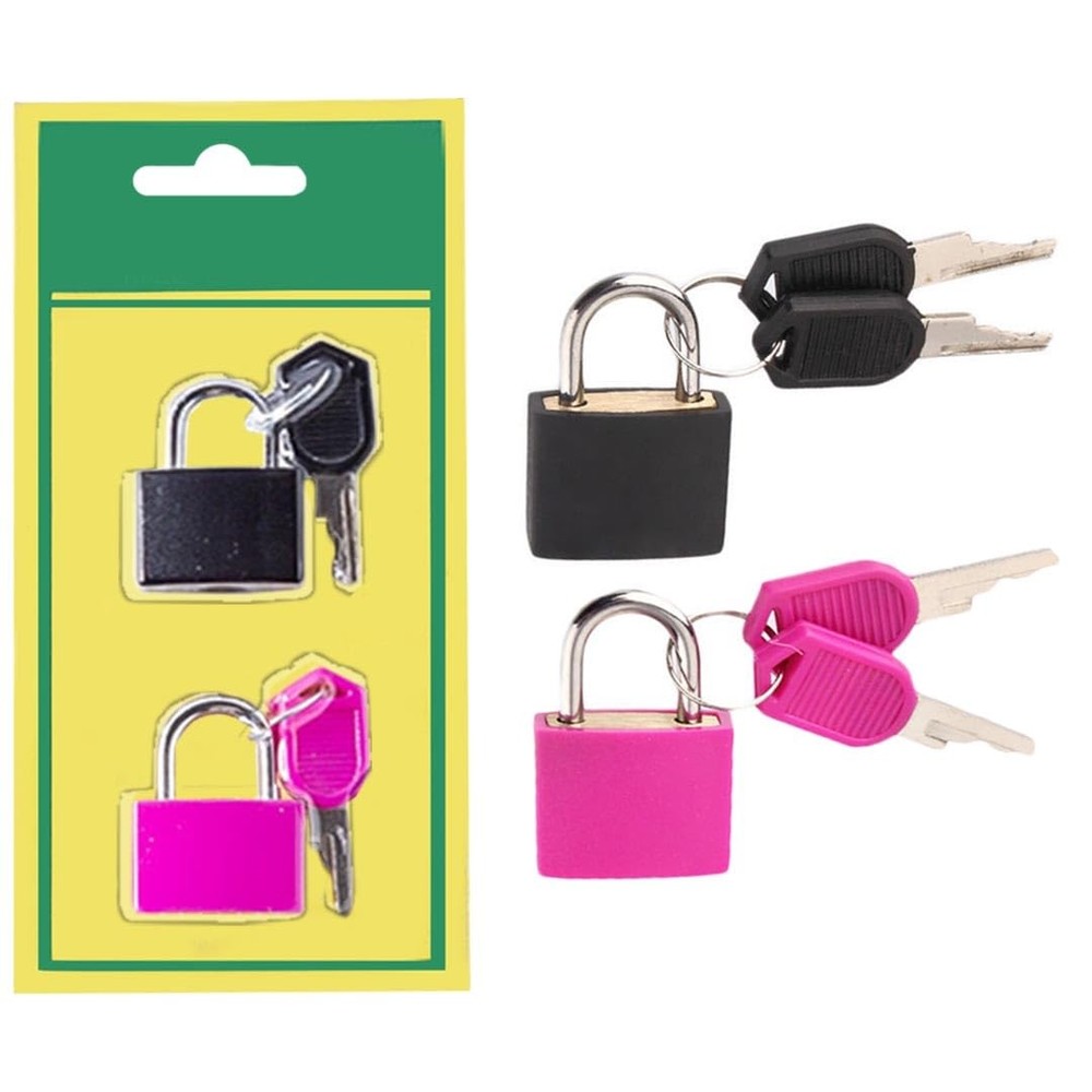2 Pcs Small Locks with Keys,Multicolor Mini Key Locks, PlasticCovered Copper ...