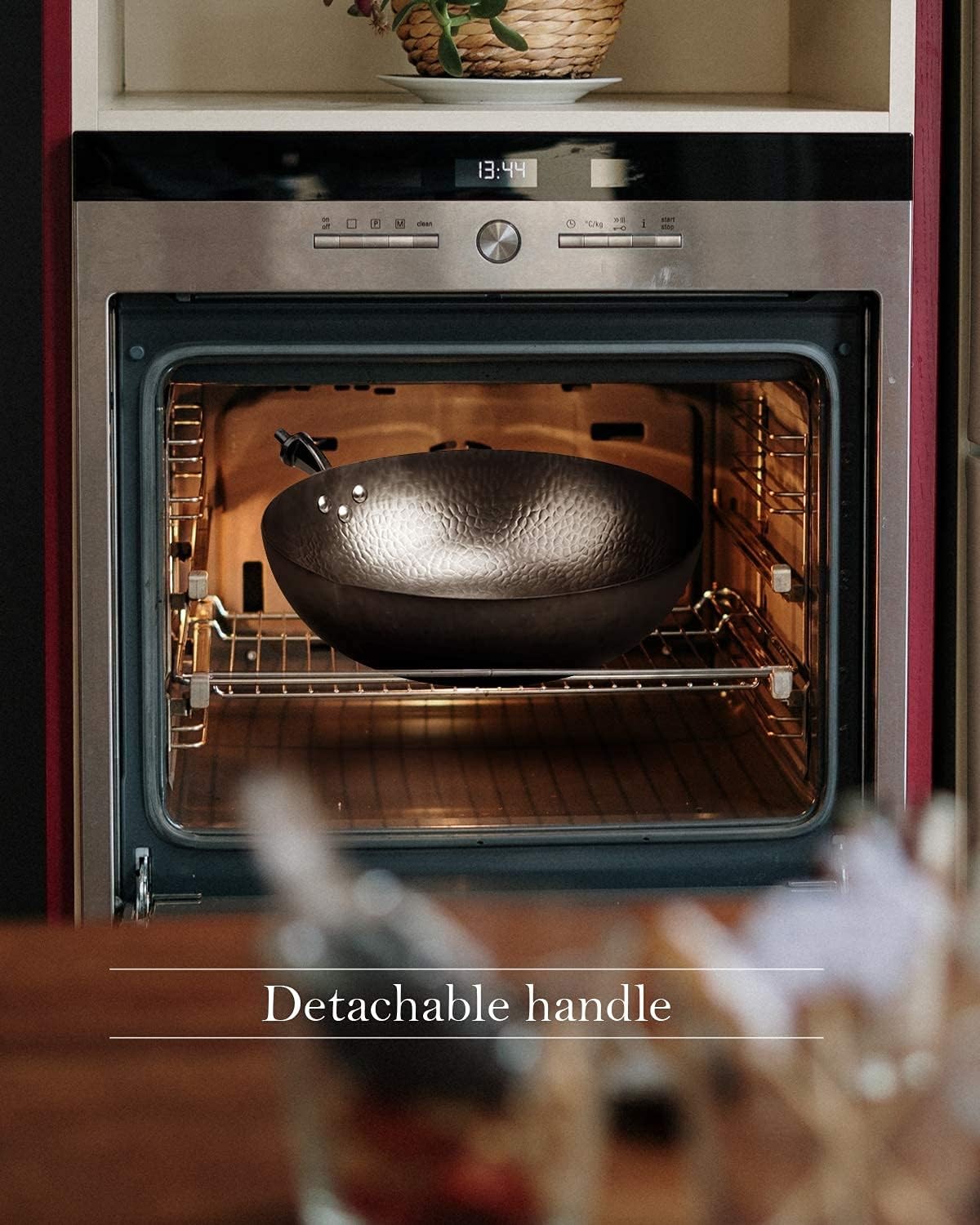 12.5", Woks and Stir Fry Pans with lid, Carbon Steel Wok Cookware Accessories