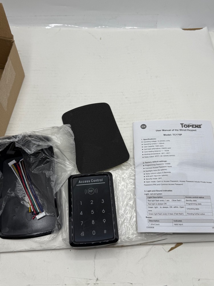 TOPENS TC175P Touch Panel Wired Keypad, Universal Keyless Entry Keypad DC 12V