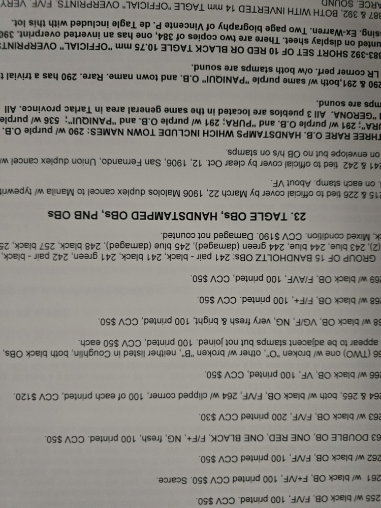 PHILIPPINES FILIPINAS Stamp Auuction Catalog William Oliver Collection